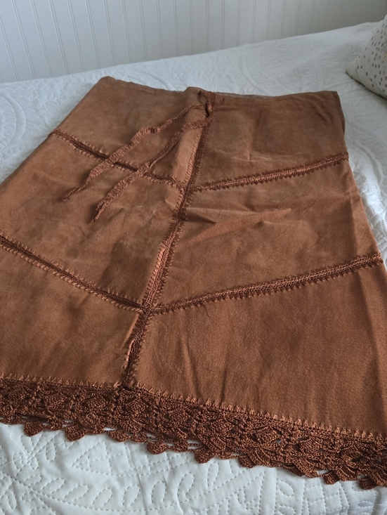 Dresses & Skirts - Brown Crochet-Trim Midi Skirt